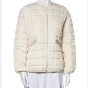 Rebecca Minkoff Quilted Puffer Coat Snap Front Winter White Women’s Size Large
